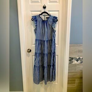 J. Crew Blue and White Striped Maxi Dress